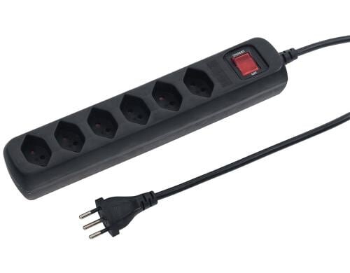 STEFFEN POWER EASY Steckerleiste 6xT13 schwarz, mit Schalter, 1.5m Kabel