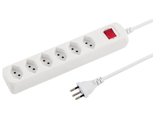 STEFFEN POWER EASY Steckerleiste 6xT13 weiss, mit Schalter, 1.5m Kabel
