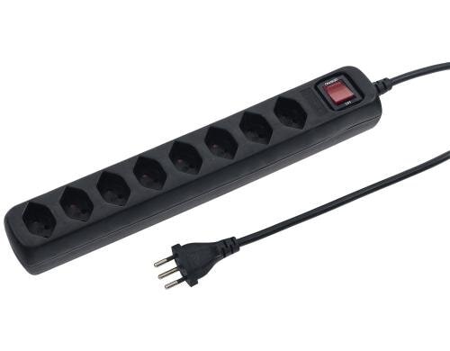 STEFFEN POWER EASY Steckerleiste 8xT13 schwarz, mit Schalter, 1.5m Kabel