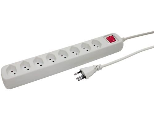 STEFFEN POWER EASY Steckerleiste 8xT13 weiss, mit Schalter, 1.5m Kabel