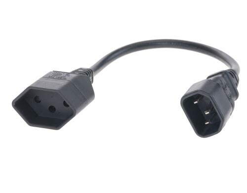 Verlängerungs-Netzkabel 3 m C14 / T13 3x1mm2, schwarz