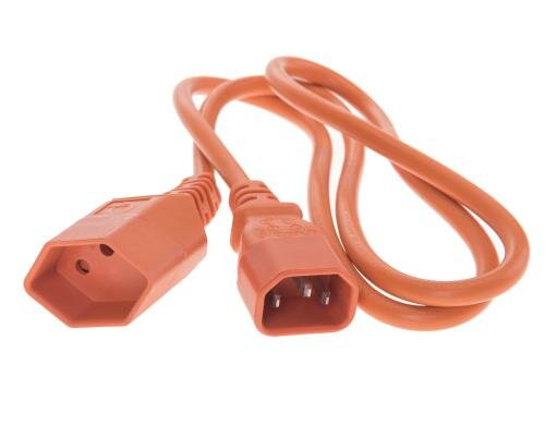 Verlängerungs-Netzkabel 2 m C14 / T13 3x1mm2, orange