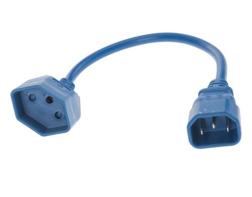 Verlängerungs-Netzkabel 3 m C14 / T13 3x1mm2, blau