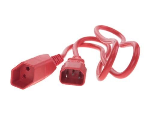 Verlängerungs-Netzkabel 1 m C14 / T13 3x1mm2, rot
