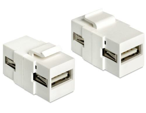 Delock Keystone Jack: USB2.0 A-Buchse-A-Buchse, weiss