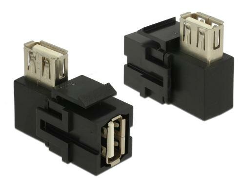 Delock Keystone Jack: USB2.0, 90° gewinkelt A-Buchse-A-Buchse, schwarz