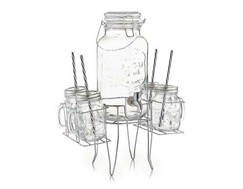 Zeller Present Getränkespender Set 6-teilig 4 Gläser, Ständer und Getränkespender