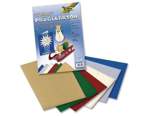 Folia Prägekarton Sterne 10 Blatt à 220g/m2, 23x33cm