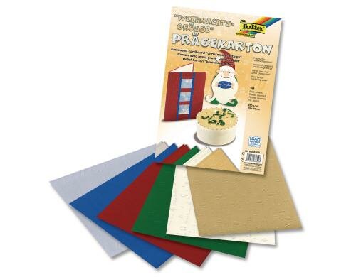 Folia Prägekarton Weihnachtsgrüsse 10 Blatt à 220g/m2, 23x33cm