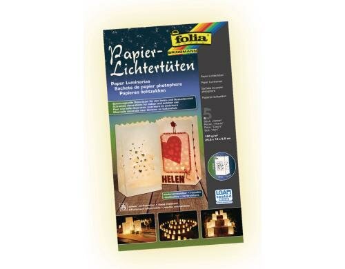 Folia Lichtertüten Herzen 5 Stück, 24x14x8.5cm