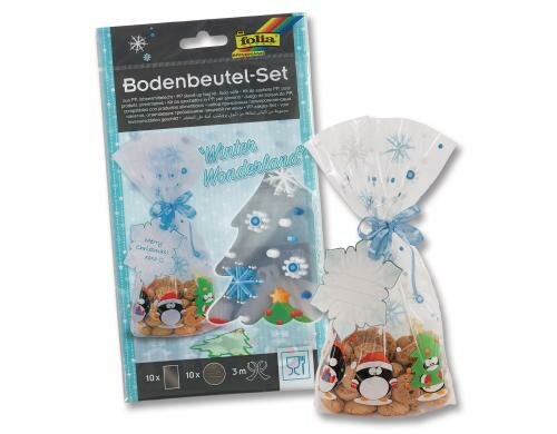 Folia Geschenktüten Cellophan Wint. Wonder 10 Beutel, 10 Anhänger, 1 Satinband