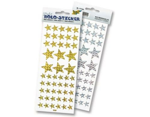 Folia Weihnachtssticker Holo Sterne 2 Bogen, gold/silber