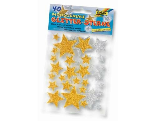 Folia Weihnachtssticker Glitter-Sterne 40 Sticker gold/silber