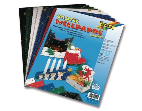 Folia Wellpappe Sterne 10 Blatt, 25x35 cm
