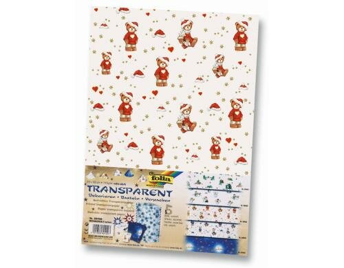 Folia Transparentpapier Weihnachten 2 5 Motive sortiert, 23x33cm