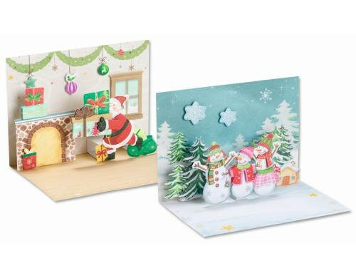 Folia Weihnachtskarten-Set 3D 2 Karten, 2 Couverts, div. Stanzteile