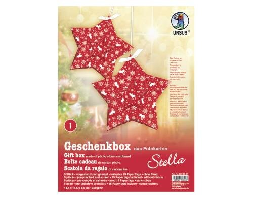 URSUS Geschenkbox Stella Rentiere 5 Stück, 15 Paper Tags