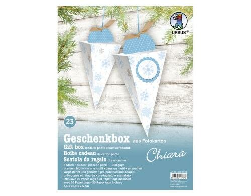 URSUS Geschenkbox Chiara Schneesterne 5 Stück, 20 Paper Tags