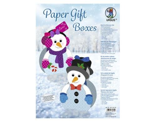 URSUS Geschenkbox Schneemann 8 Stück, Stanzteile, Paper Tags, Satinband