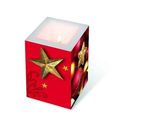 Paper + Design Merry and bright Kerze 12 x 8 x 8 cm