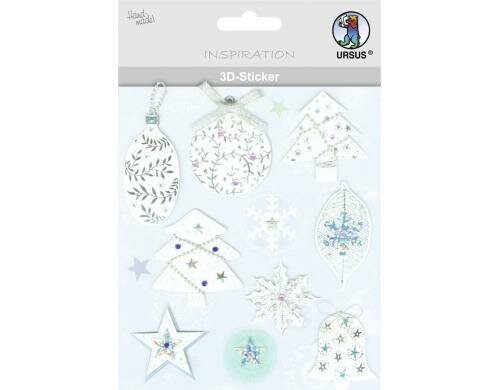 URSUS Weihnachtssticker 3D Christmas 1 Blatt mit diversen Stickern