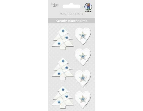 URSUS Weihnachtssticker Tannen&Herzen 1 Bogen, selbstklebend