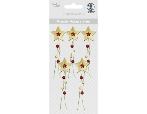 URSUS Weihnachtssticker Sterne gold/rot 1 Bogen, selbstklebend