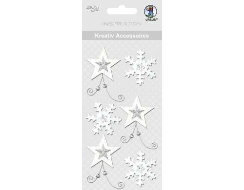 URSUS Weihnachtssticker Sterne silber 1 Bogen, selbstklebend