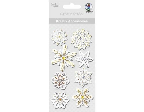 URSUS Weihnachtssticker Schneeflockesterne 1 Bogen, selbstklebend, silber/gold