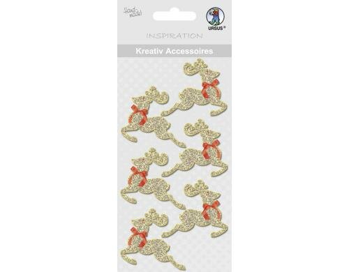 URSUS Weihnachtssticker Rentiere gold 1 Bogen, selbstklebend