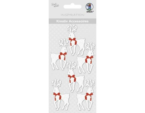 URSUS Weihnachtssticker Rentiere silber 1 Bogen, selbstklebend