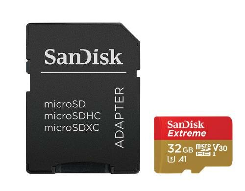 SanDisk microSDHC Card 32GB Extreme UHS U3 lesen 100MB/sec, schreiben 60MB/s inkl.Adap