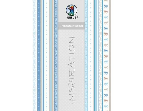 URSUS Transparentpapier Rentiere blau 5 Blatt à 115g/m2, 21x29.7cm