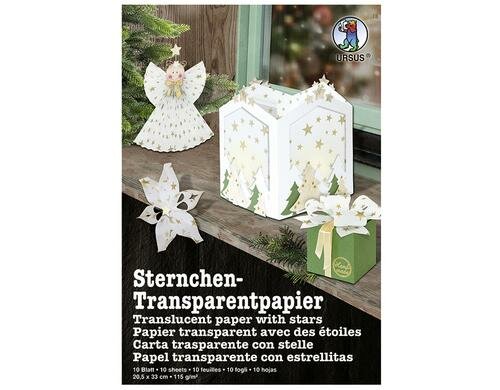 URSUS Transparentpapier Sternchen 10 Blatt à 115g/m2, 20.5x33cm