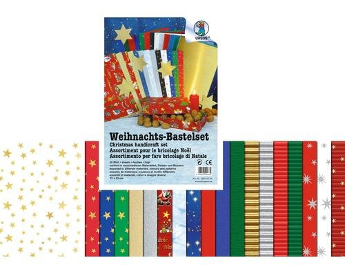 URSUS Bastelset Weihnachten 26 Blatt diverse Farben/Motive