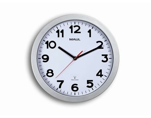 MAUL Wanduhr MAULstep 30RC silber 35 x 35 x 4.5 cm