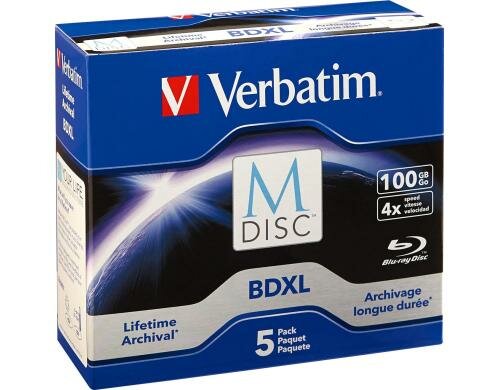 Verbatim BD-R M-DISC 100GB 5er Pack bis 4-fach, nicht bedruckbar, Jewelcase