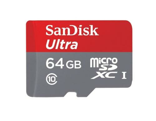 SanDisk microSDXC Card 64GB Ultra UHS-I U1, Lesen 100MB/s, inkl. SD-Adapter