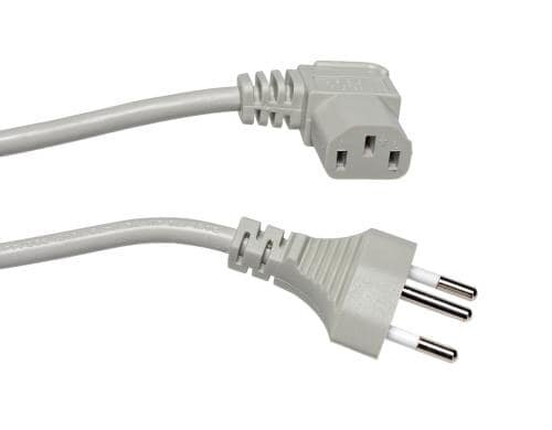 Netzkabel T12-C13 90 seitlich gewinkelt re 5 m, 3x 1 mm2, grau