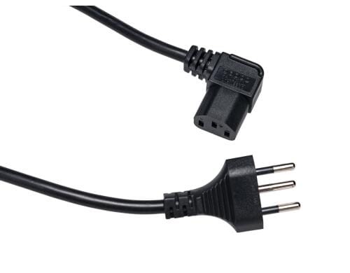 Netzkabel T12-C13 90 seitlich gewinkelt re 1 m, 3x 0.75 mm2, schwarz