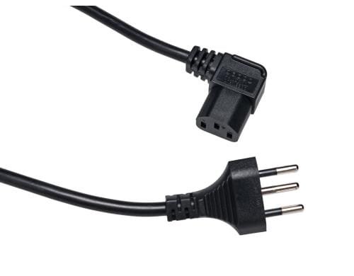 Netzkabel T12-C13 90 seitlich gewinkelt re 5 m, 3x 1 mm2, schwarz