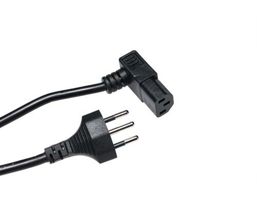 Netzkabel T12-C13 90 gewinkelt nach unten 3 m, 3x 1 mm2, schwarz