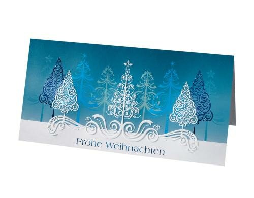 Sigel Weihnachts-Karte blue trees 2/3 A4 10 Stk. inkl. Umschlag, 220g
