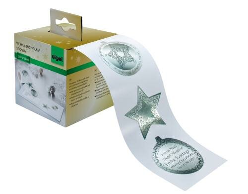 Sigel Weihnachts-Stickers christmas wishes 47x47mm, 200 Stk.
