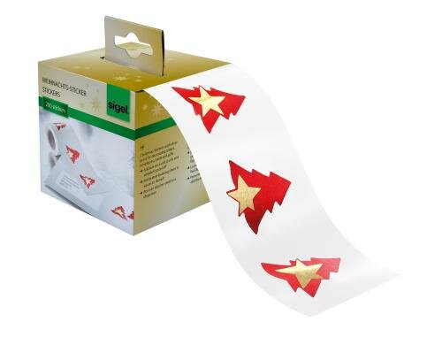 Sigel Weihnachts-Stickers big golden stars 45x50mm, 200 Stk.
