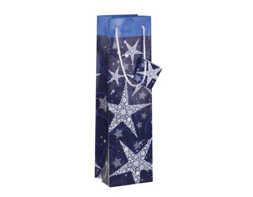 Sigel Geschenktasche silver shiningstars bottle 100x350x80mm, 5 Stk.