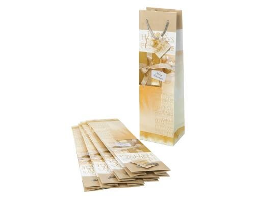 Sigel Geschenktasche silver goldenshimmer bottle 100x350x80mm, 5 Stk.