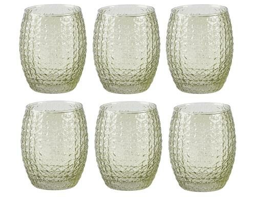 Villa Trinkglas Grooved grün 6er Set, D: 7.5cm H:10.5, 0.35L