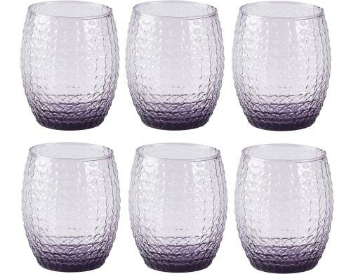Villa Trinkglas Grooved violette 6er Set, D: 7.5cm H:10.5, 0.35L