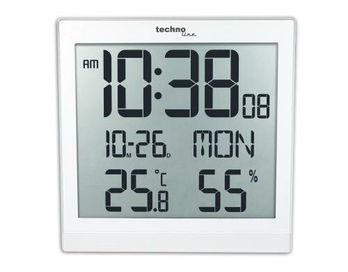 Technoline Funkwanduhr WS8015 weiss Datum, Innentemp., Hygro, hängen/stellen
